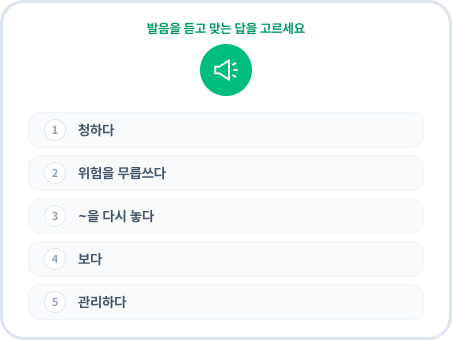 발음을 듣고 뜻을 고르는 문제