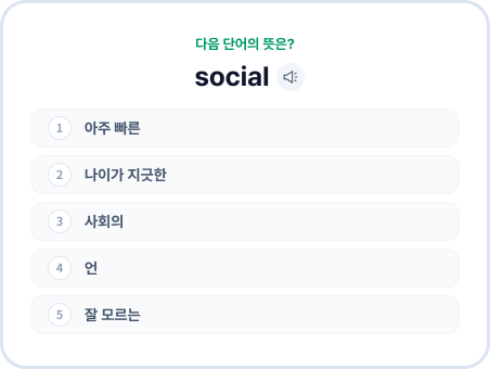 영단어를 보고 뜻을 고르는 문제